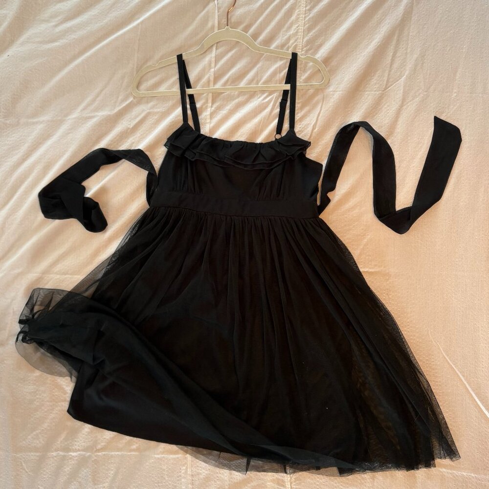 Xhiliration Babydoll Dress - Black Tulle
